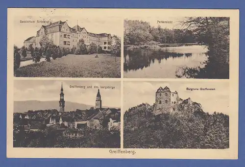 AK Schlesien Greiffenberg 4 versch. Ansichten ,  gelaufen 1926