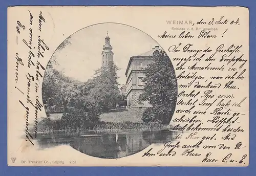 AK Thüringen Weimar, Schloss von der Ilm gesehen, gelaufen 1904