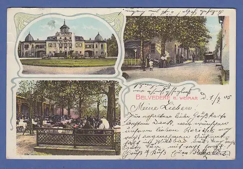 AK Thüringen Weimar, Belvedere 3 Ansichten, gelaufen 1905