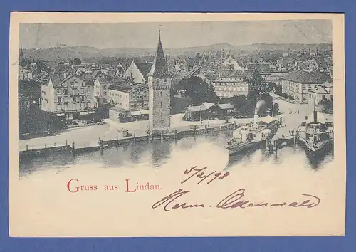 AK Bayern Gruß aus Lindau, Blick auf die Stadt, gelaufen 1898