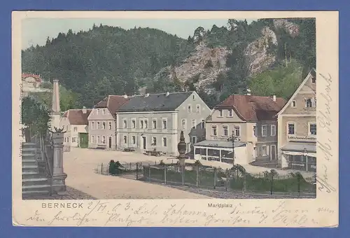 AK Bayern Berneck Marktplatz, gelaufen 1903