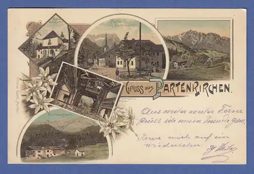 AK Bayern Gruss aus Partenkirchen, gelaufen 1899