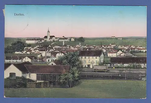 AK Bayern Dorfen Ortsansicht mit Bahnhof,  gel. um 1900