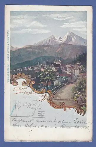 AK Bayern Gruss aus Berchtesgaden mit Watzmann,  gel. 1898