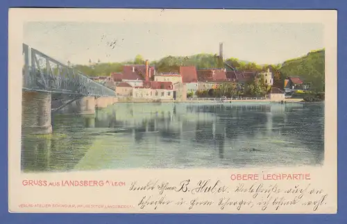 AK Bayern Gruss aus Landsberg am Lech, obere Lechpartie ,  gel. 1901