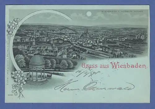 AK Wiesbaden v. Neroberg gesehen, Mondschein, gelaufen 1898