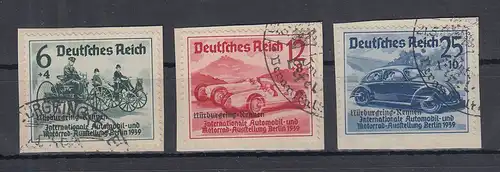 Deutsches Reich 1939 Mi.-Nr. 695-97 Nürburgring-Rennen sauber gest. auf Briefst.