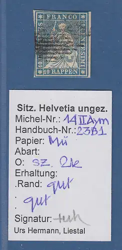 Schweiz Sitzende Helvetia 10 Rp. Berner Druck Mi.-Nr. 14II A ym gest. geprüft