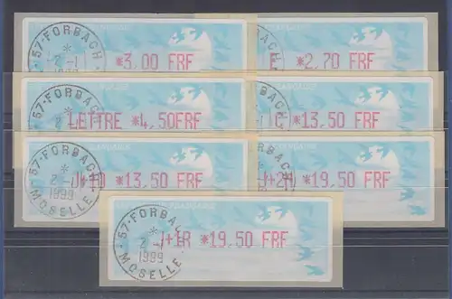 Frankreich ATM LISA Dohren # 20a Satz 7 Werte aus Tarif 15 gestempelt