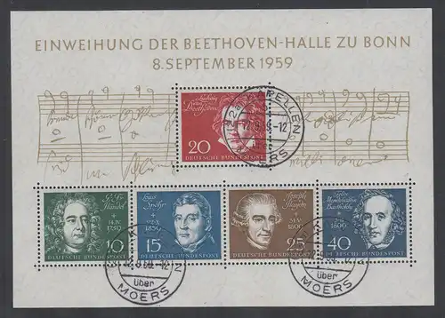 Bundesrepublik 1959, Beethovenblock,  Mi.-Nr. Block 2 mit Tages-Stempel KAPELLEN
