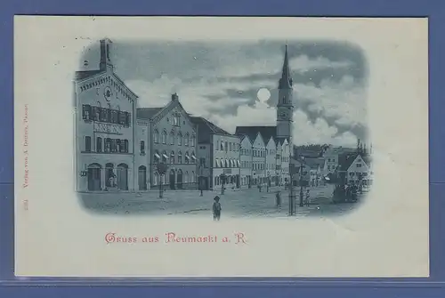 AK Gruss aus Neumarkt a. d. Rott im Mondschein , gelaufen 1898