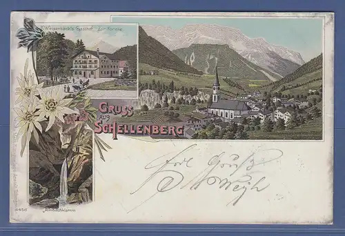 AK Gruss aus Schellenberg , Weisenbäcks Gasthof  Zur Forelle , gelaufen 1898