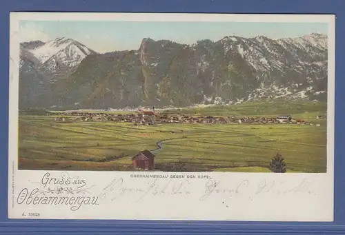 AK Gruss aus Oberammergau , Panorama gegen den Kofel, gelaufen 1900