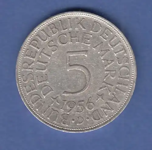 Bundesrepublik Kursmünze 5 Mark Silber-Adler 1956 D