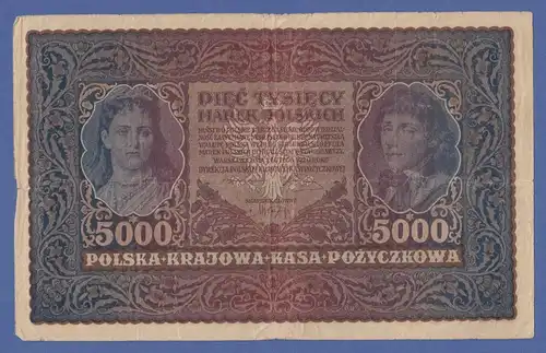 Banknote Polen 1920 zu 5000 Mark, gebraucht 