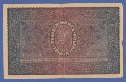 Banknote Polen 1920 zu 5000 Mark, gebraucht 