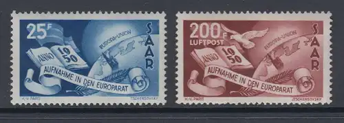 Saar 1950 Europarat, Satz 2 Werte kpl. Mi.-Nr. 297-298 ** 