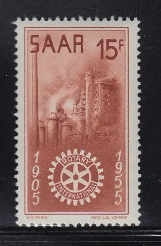 Saar 1955 Internationaler Rotary Club  Mi.-Nr. 358 ** 