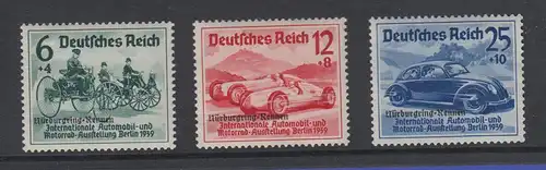 Deutsches Reich 1939 Automobile Nürburgring-Rennen Mi.-Nr. 695-97 kpl. Satz ** 