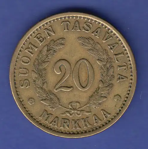 Finnland 1935 Kursmünze 20 zu 20 Markaa 