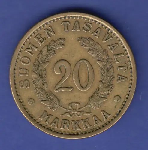 Finnland 1935 Kursmünze 20 zu 20 Markaa 
