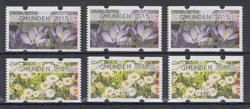 Österreich ATM Blumen Mi.-Nr. 38 und 39 GMUNDEN 2015, Satz 68-100-160 **