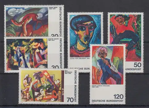 Bundesrepublik 1974 Expressionisten 6 Werte  Mi.-Nr. 798-99,816-17,822-23 ** 