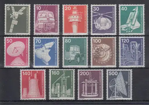 Bundesrepublik 1975 Freimarken Industrie und Technik  Mi.-Nr. 846-859 ** 