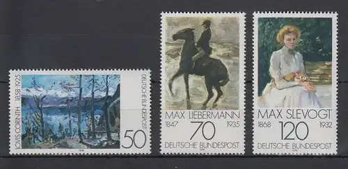 Bundesrepublik 1978 Deutscher Impressionismus  Mi.-Nr. 986-988 ** 