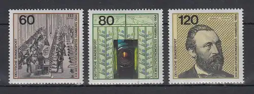 Bundesrepublik 1984 Blockeinzelmarken Weltpostkongress  Mi.-Nr. 1215-1217 ** 