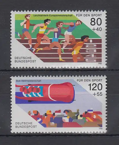 Bundesrepublik 1986 Sporthilfe Leichtathletik / Viererbob  Mi.-Nr. 1269-1270 ** 