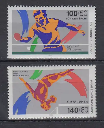 Bundesrepublik 1989 Sporthilfe Tischtennis-u. Kunstturnen  Mi.-Nr. 1408-1409 ** 