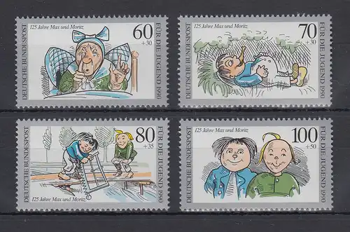 Bundesrepublik 1990 Jugend  " Max und Moritz "  Mi.-Nr. 1455-1458 ** 