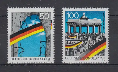 Bundesrepublik 1990 1. Jahrestag der Mauer-Öffnung  Mi.-Nr. 1481-1482 ** 
