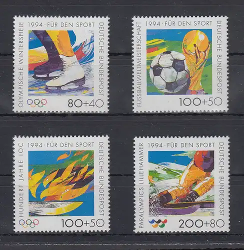 Bundesrepublik 1994 Sporthilfe Olympische Winterspiele  Mi.-Nr. 1717-1720 ** 