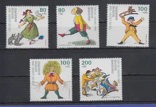 Bundesrepublik 1994 Jugend Motive aus "Der Struwwelpeter"  Mi.-Nr. 1726-1730 ** 