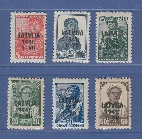 Dt. Besetzung 2.WK, Lettland Freimarken Mi.-Nr. 1-6 Satz kpl. **