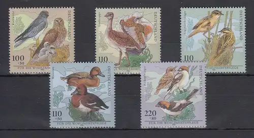 Bundesrepublik 1998 Wohlfahrt bedrohte Vogelarten  Mi.-Nr. 2015-2019 