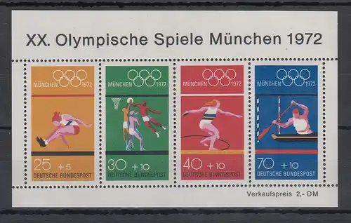 Bundesrepublik 1972 Blockausgabe Olympische Spiele München  Mi.-Nr. Block 8 **