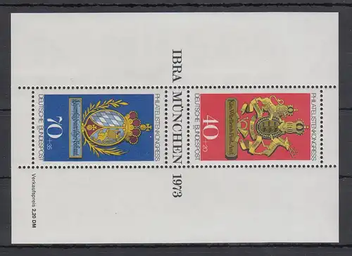 Bundesrepublik 1973 Blockausgabe Philatelisten-Kongress   Mi.-Nr. Block 9 **