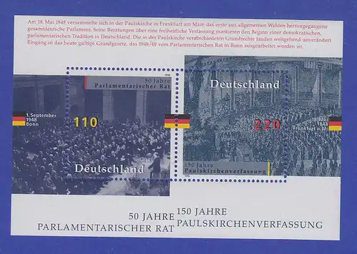 Bundesrepublik 1998 Blockausgabe Parlamentarischer Rat    Mi.-Nr. Block 43 **