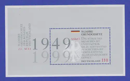 Bundesrepublik 1999 Blockausgabe 50 Jahre Grundgesetz   Mi.-Nr. Block 48 **