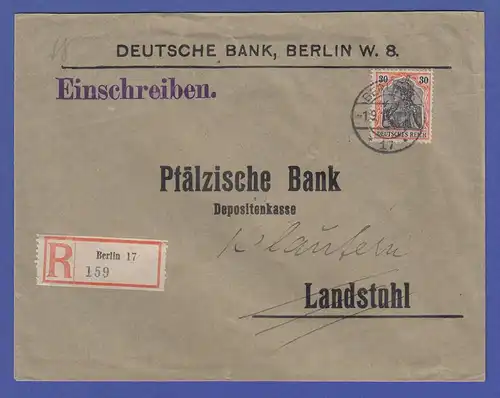 Dt. Reich Germania Mi.-Nr. 89 I y als EF auf R-Brief aus Berlin 1914, gepr. BPP