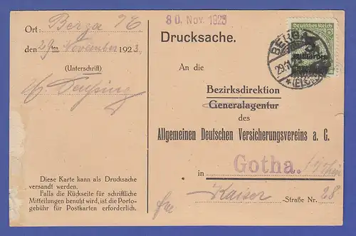 Dt. Reich Infla Mi-Nr. 333 als EF auf Postkarte gel. von BURGA n. Gotha 30.11.23