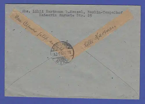 Berlin Schwarzaufdruck 84 Pfg auf R-Brief gel. von Berlin-Tempelhof nach Mölln