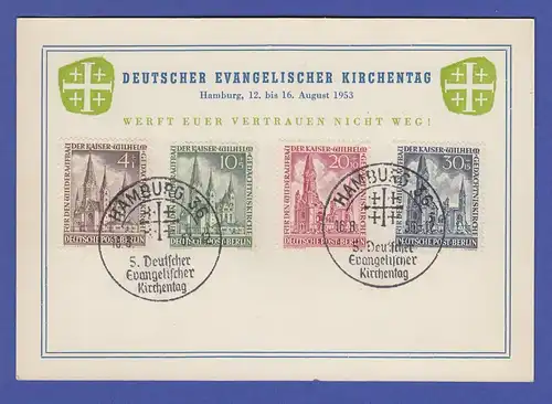 Berlin Gedächtniskirche Mi.-Nr. 106-109 auf Sonderkarte ev. Kirchentag Hamburg