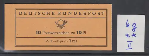 Bund Heuss 10Pfg Markenheftchen MH 6g postfrisch ** 
