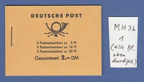 DDR Markenheftchen MH 3 b 1 postfrisch **  (alle HBL oben durchgezähnt)