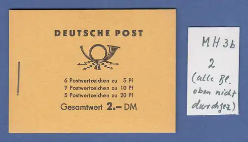 DDR Markenheftchen MH 3 b 2 postfrisch **  (alle HBL oben nicht durchgezähnt)