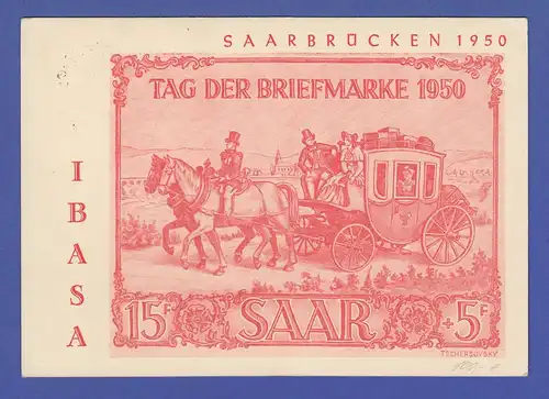 Saarland IBASA 1950 Tag der Briefmarke Mi.-Nr. 291 auf Postkarte mit Markenmotiv